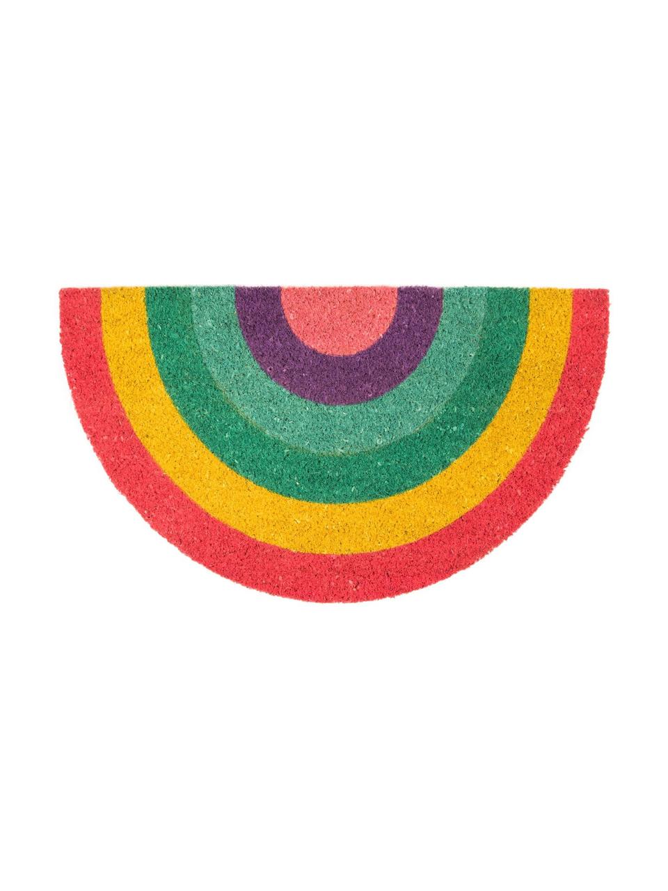 Fußmatte Rainbow, Oberseite: Kokosfaser, Unterseite: PVC, Bunt, B 40 x L 70 cm