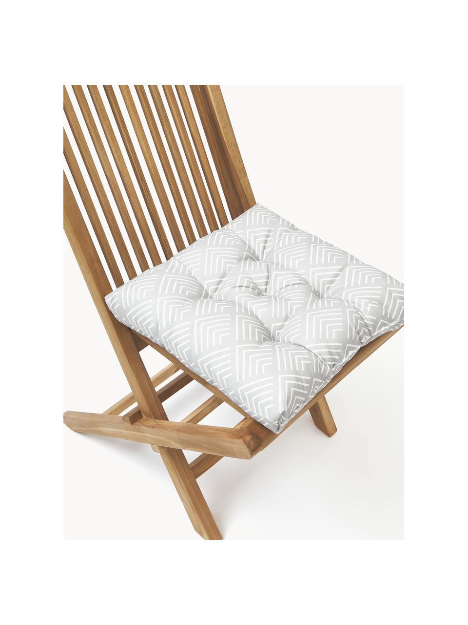 Cojín de asiento de exterior con estampado gráfico Milano, Funda: 100 % poliacrílico, Gris claro, blanco, An 40 x L 40 cm