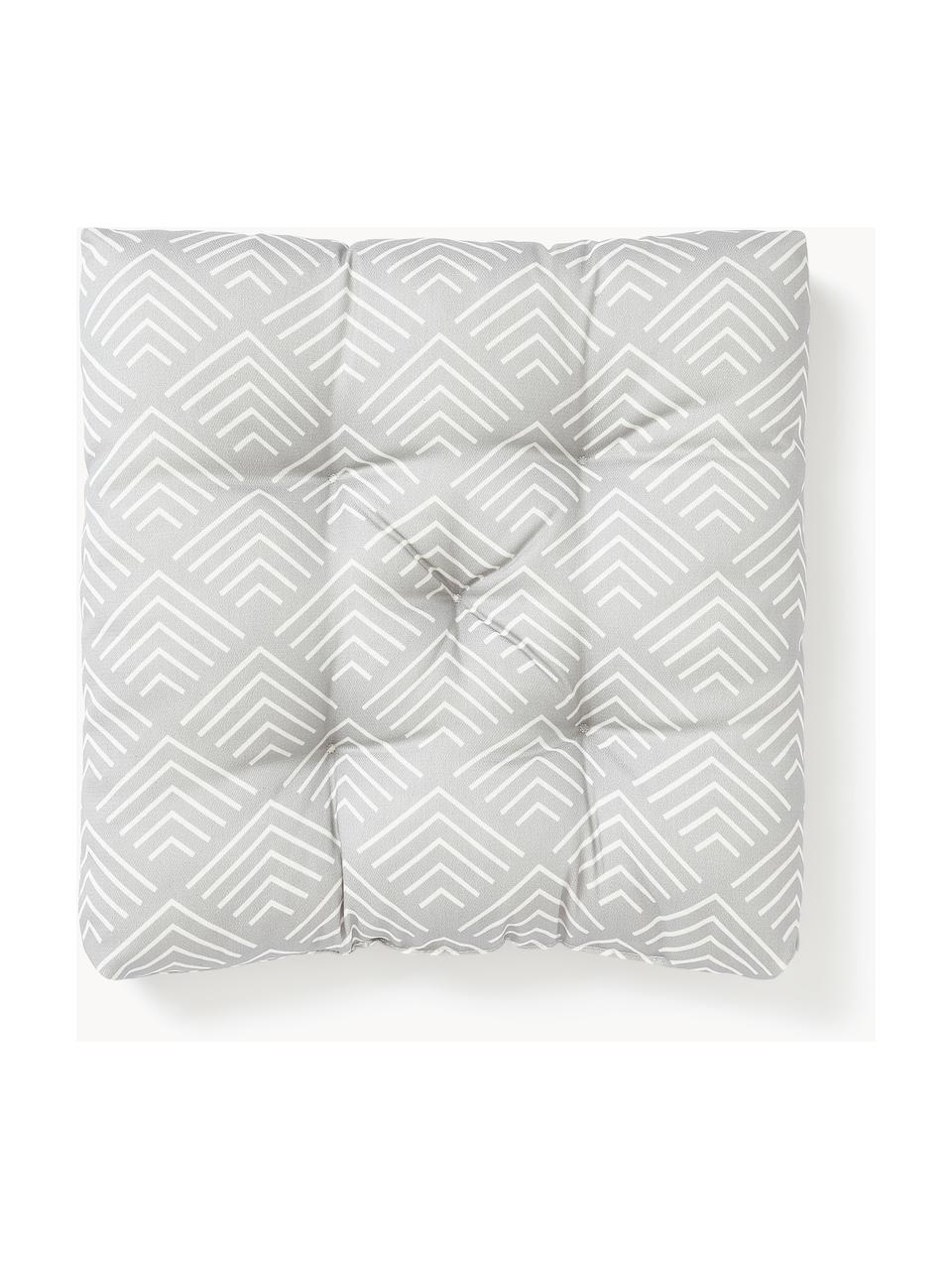 Cojín de asiento de exterior con estampado gráfico Milano, Funda: 100 % poliacrílico, Gris claro, blanco, An 40 x L 40 cm