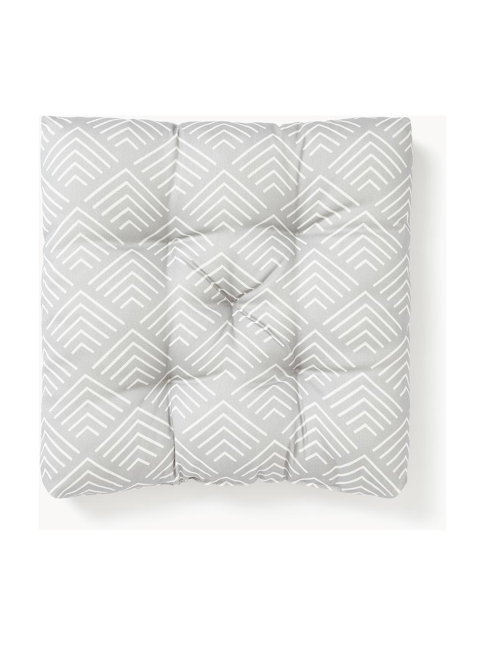 Outdoor-Sitzkissen Milano mit grafischem Muster, Hülle: 100 % Polyacryl, Hellgrau, Weiß, B 40 x L 40 cm