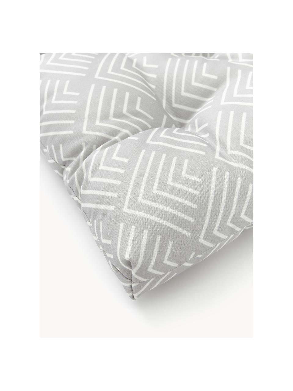 Coussin de chaise avec motif graphique Milano, Gris clair, blanc, larg. 40 x long. 40 cm