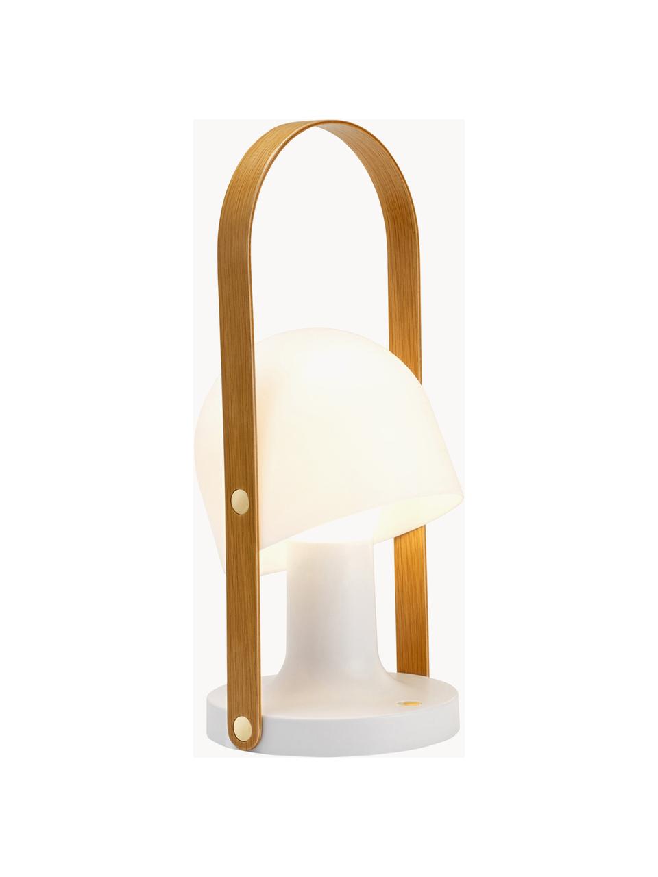 Mobilna lampa stołowa LED z funkcją przyciemniania FollowMe, Biały, drewno dębowe, Ø 19 x 44 cm