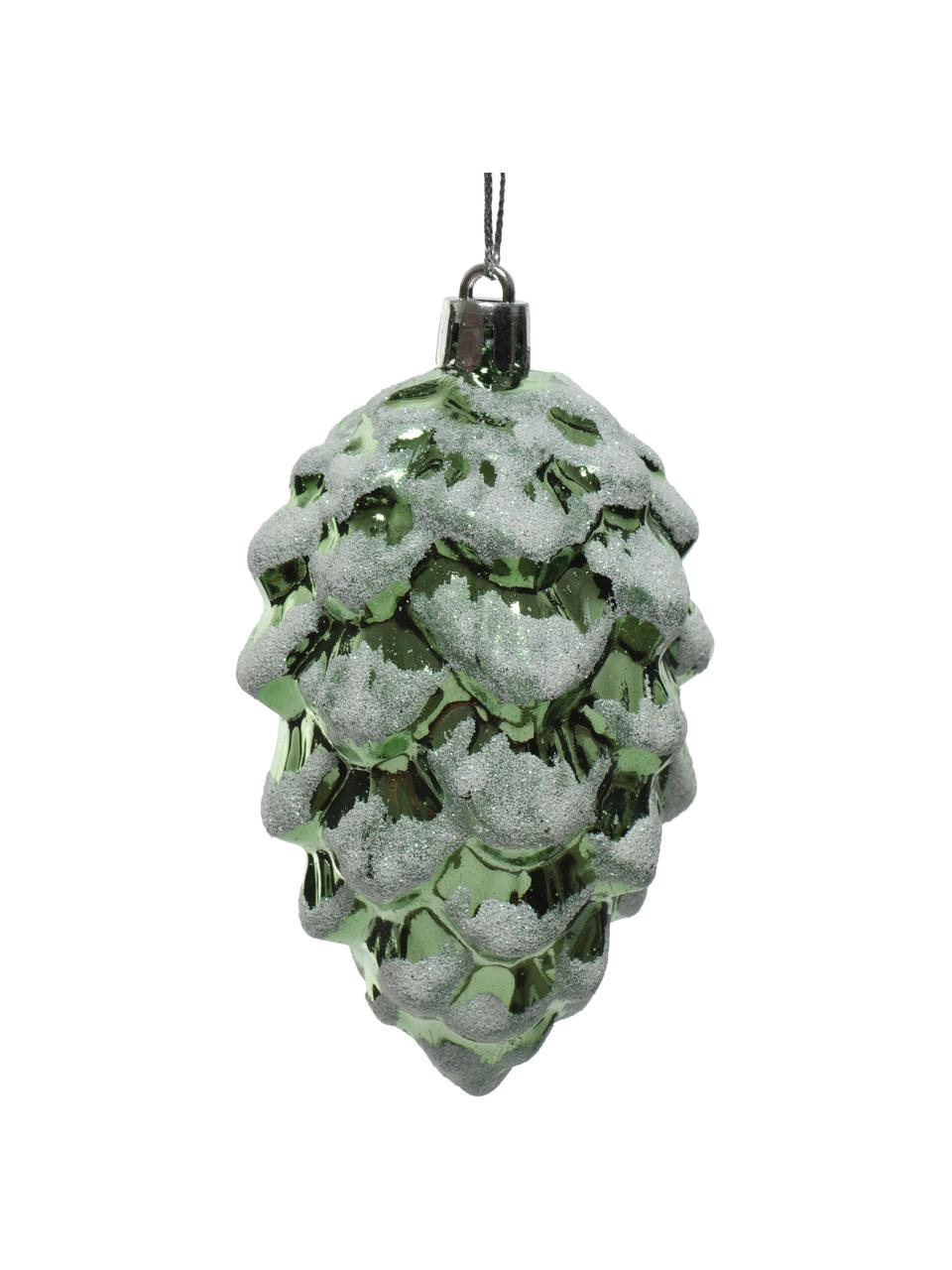 Décoration de sapin de Noël Zapfen, 4 pièces, Vert, blanc, Ø 5 x haut. 9 cm