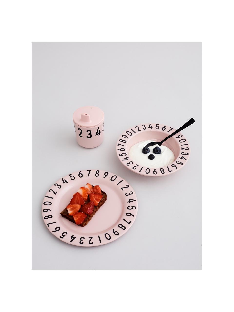 Ontbijtset Numbers, 3-tlg, Melamine, Roze, zwart, 21 x 7 cm