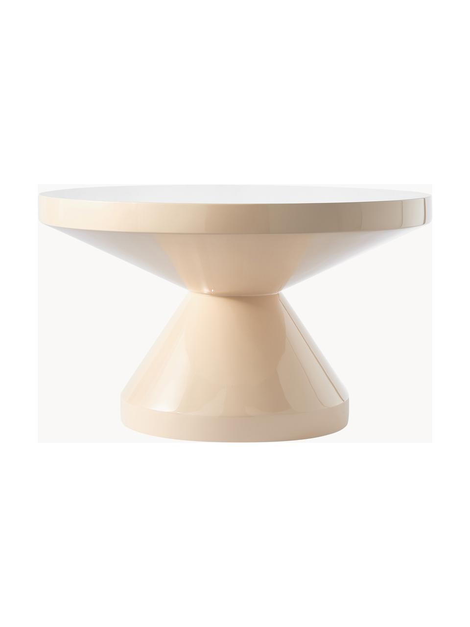 Table basse ronde Zig Zag, Plastique, laqué, Beige clair, Ø 60 cm