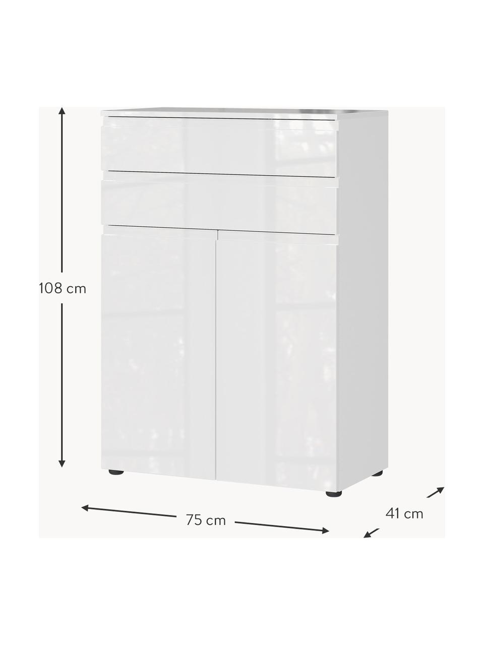 Schoenenkast Ontario, Frame: met melamine beklede spaa, Poten: plastic, Wit, B 75 x H 108 cm