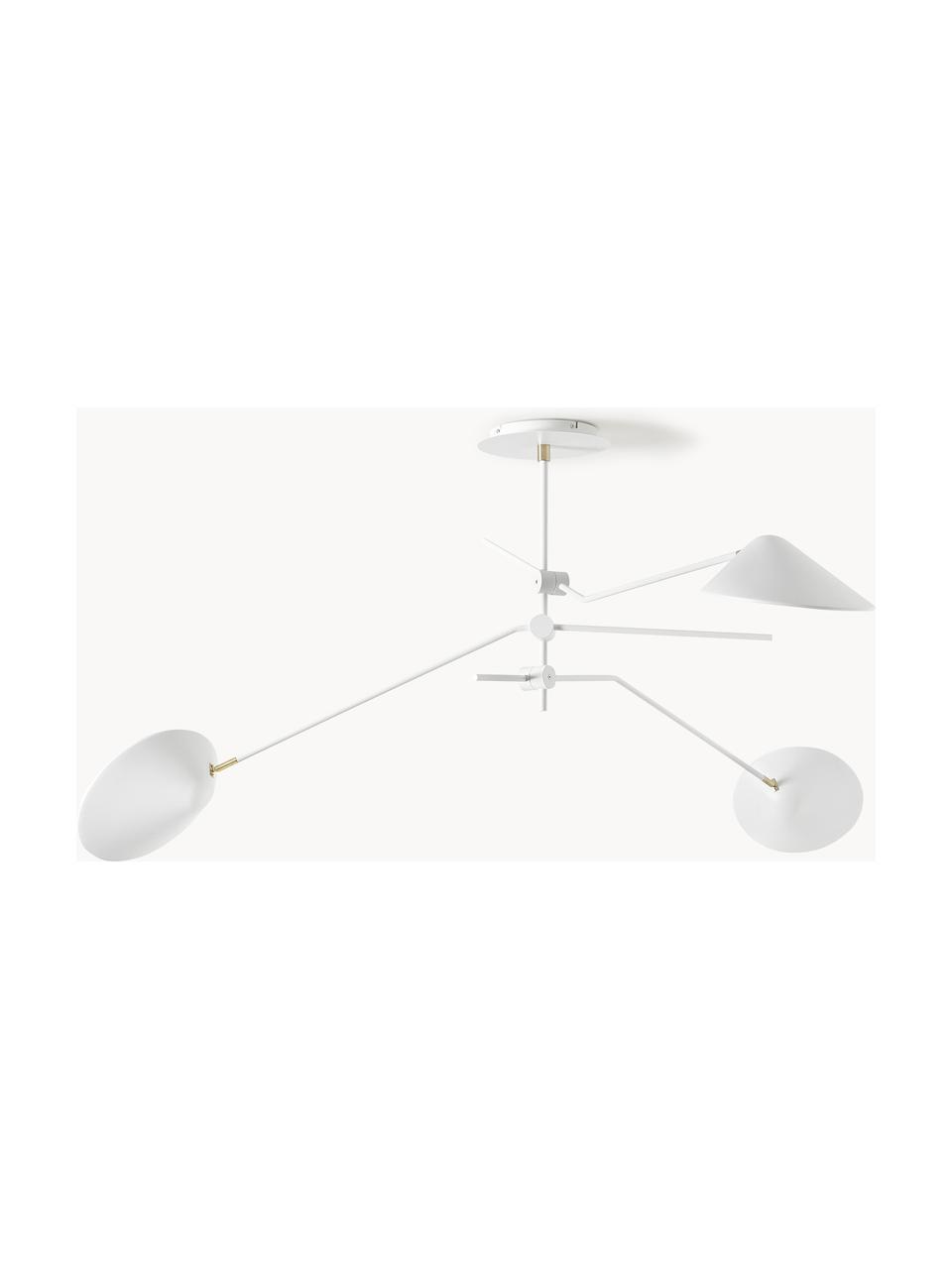 Grote plafondlamp Neron, Decoratie: vermessingd metaal, Wit, B 173 x D 170 cm