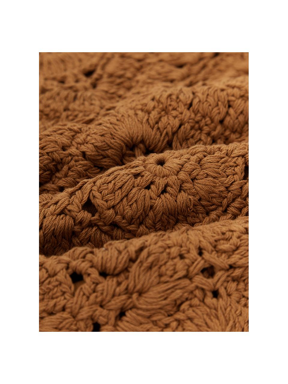 Gehäkelte Kissenhülle Brielle aus Baumwolle, 100% Baumwolle, Gelb, B 45 x L 45 cm