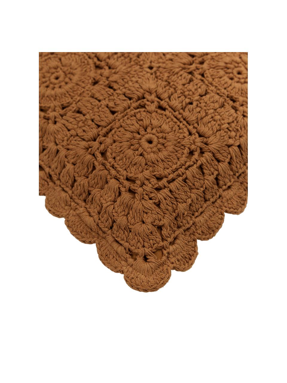 Federa arredo all'uncinetto in cotone Brielle, 100% cotone, Giallo, Larg. 45 x Lung. 45 cm