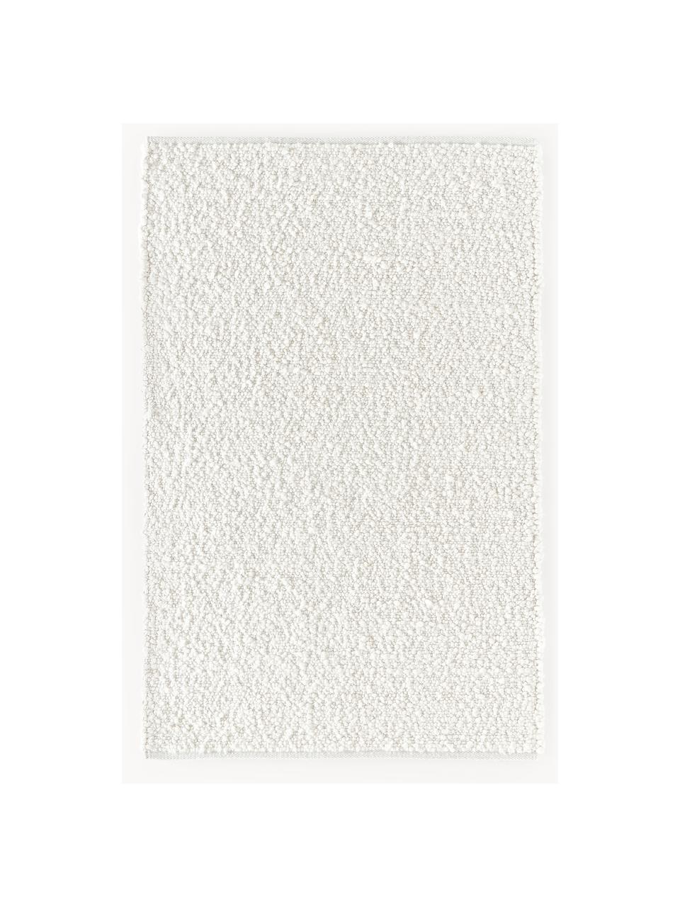 Handgewebter Kurzflor-Teppich Leah, 88 % Polyester, 12 % Jute, GRS-zertifiziert, Weiß, B 80 x L 150 cm (Größe XS)