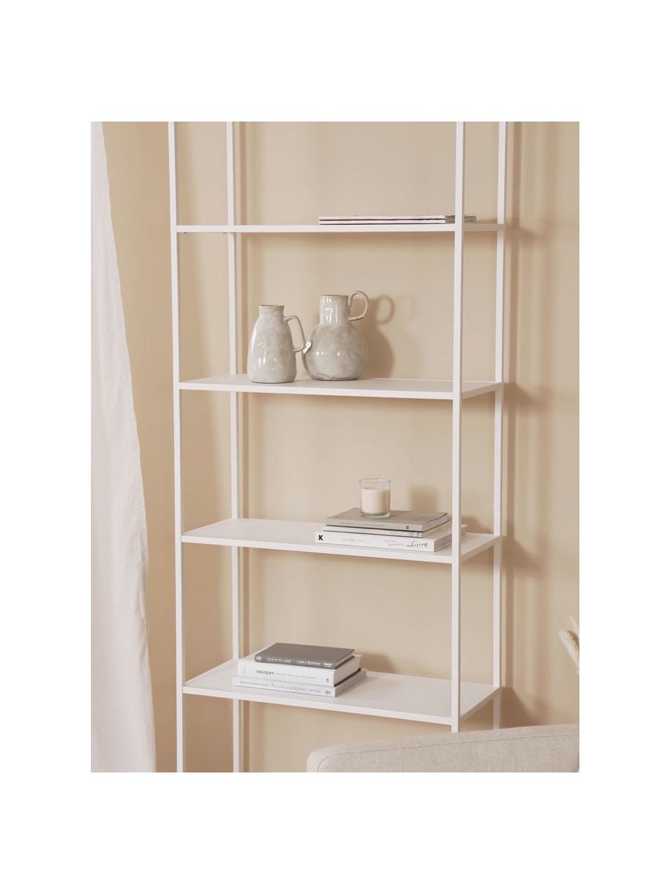 Libreria in metallo bianco Neptun, Metallo rivestito, Bianco, Larg. 70 x Alt. 185 cm