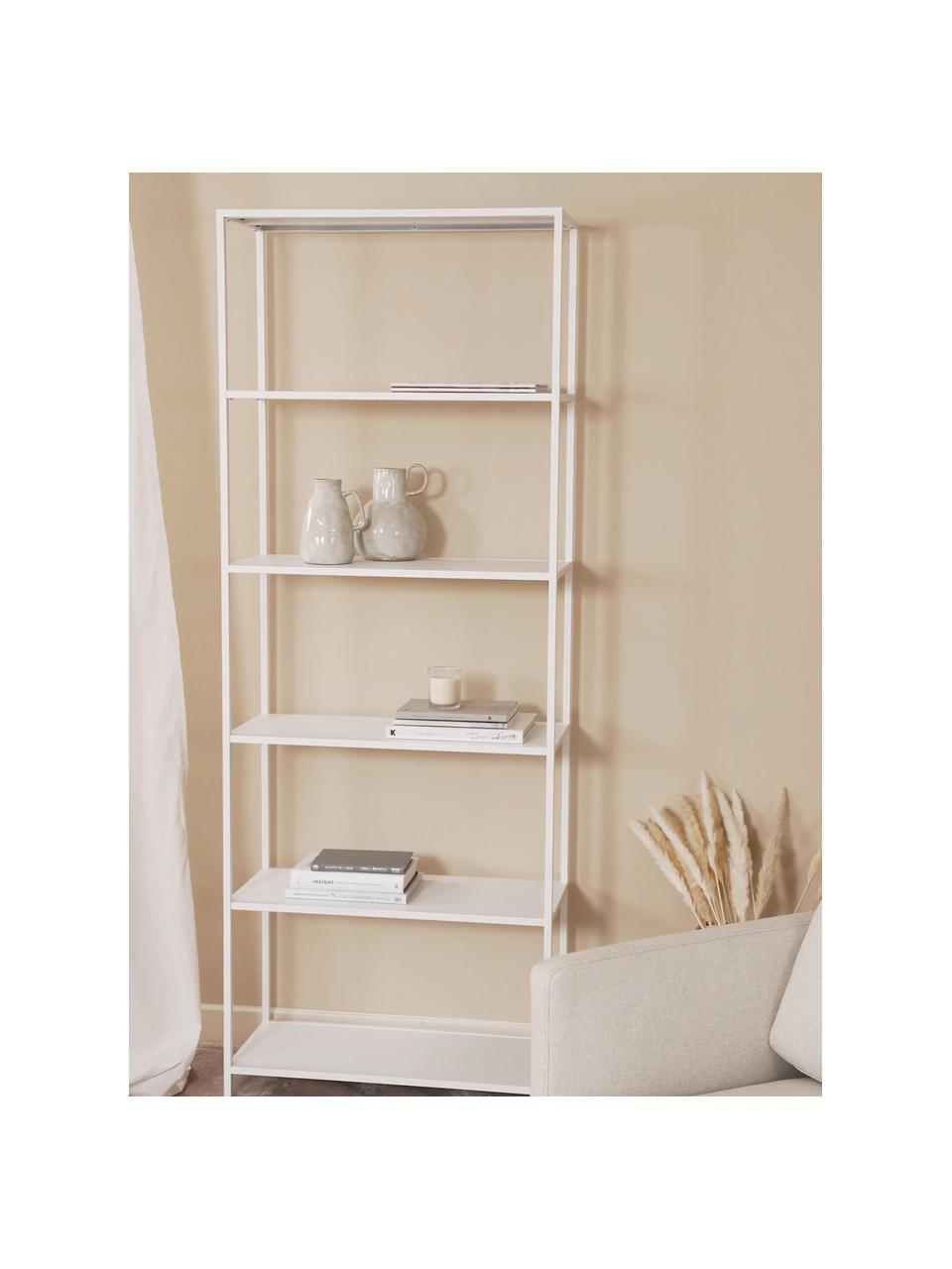 Libreria in metallo bianco Neptun, Metallo rivestito, Bianco, Larg. 70 x Alt. 185 cm