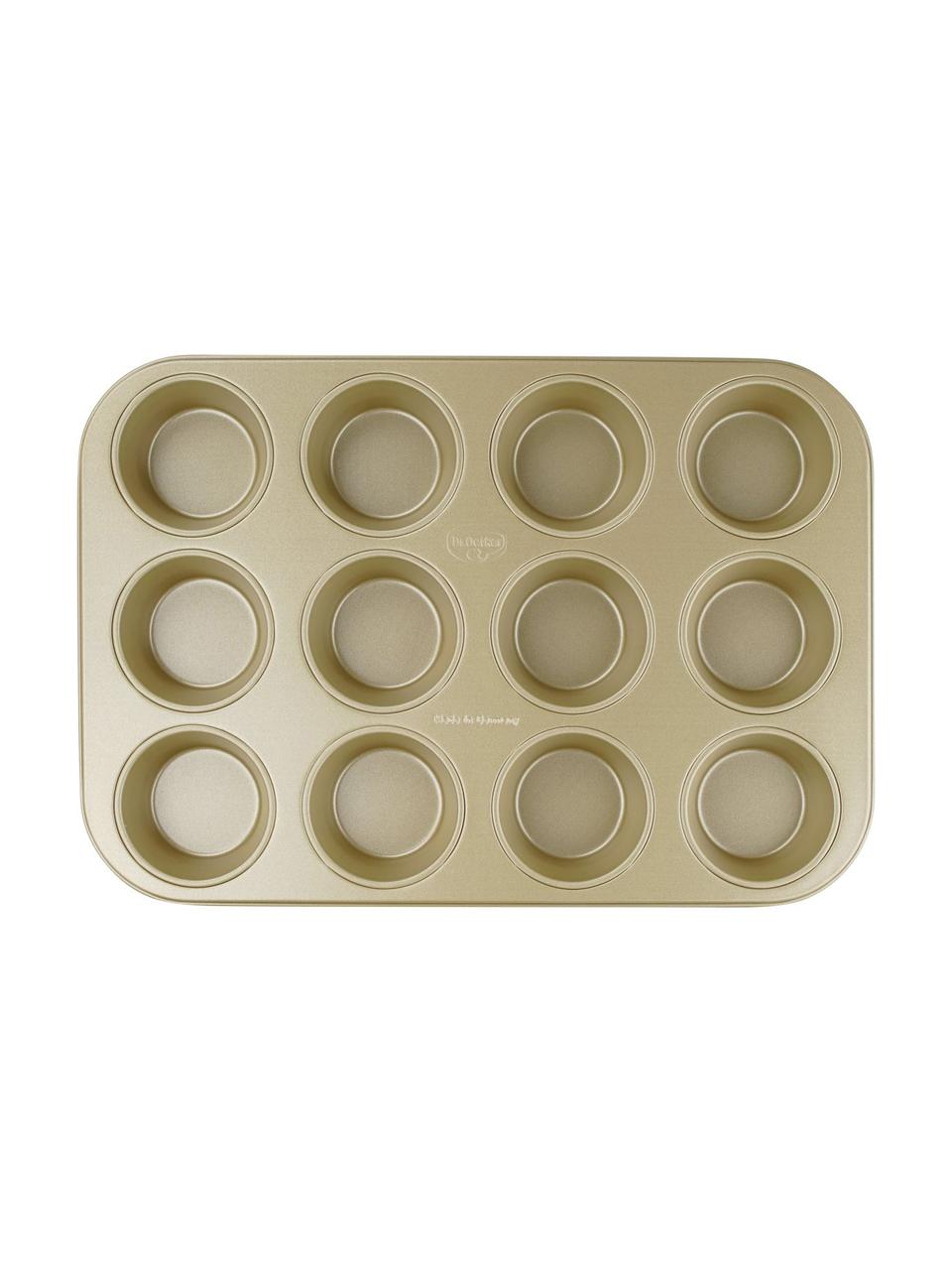 Forma na muffiny s nepřilnavým povrchem Goldig, Ocel s nepřilnavým povrchem, Zlatá, Š 27 cm, D 39 cm