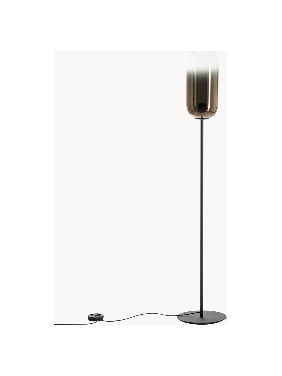 Lampa podłogowa ze szkła dmuchanego Gople, Stelaż: aluminium powlekane, Brązowy, czarny, W 170 cm