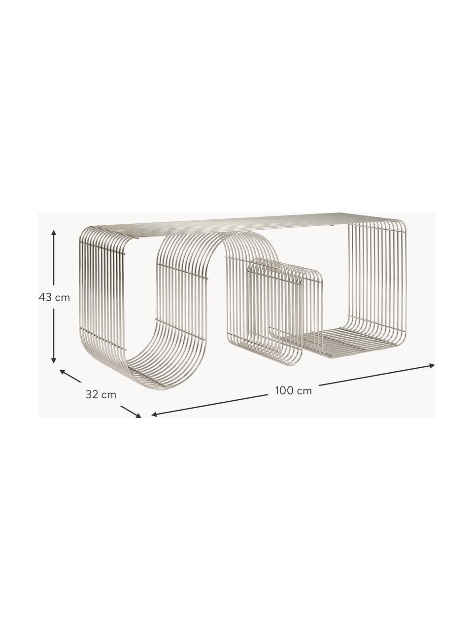 Ławka z metalu Curva, Stal powlekana, Odcienie srebrnego, błyszczący, S 100 x G 32 cm