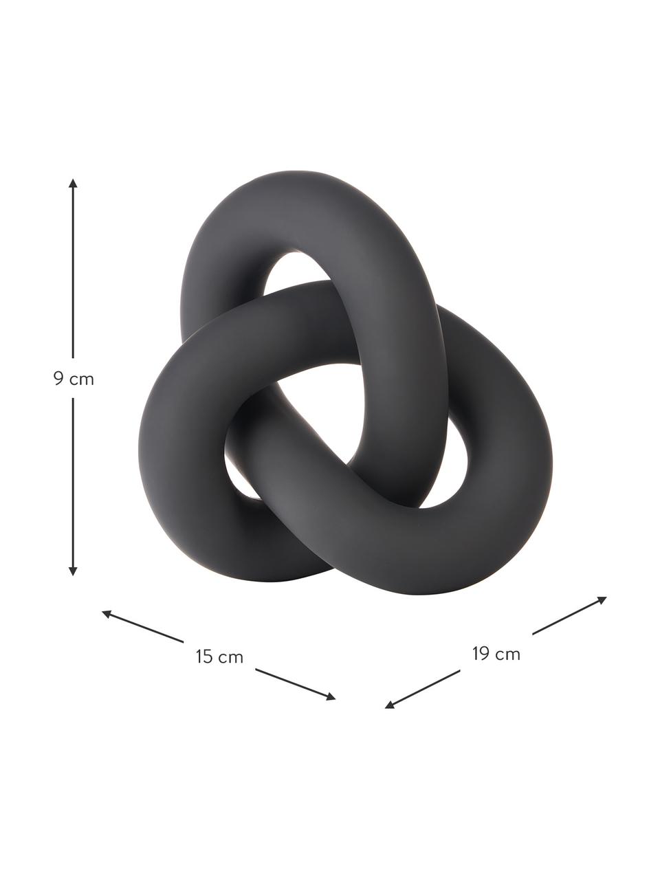 Deko-Objekt Knot aus Keramik in Schwarz, Keramik, Schwarz, matt, B 19 x H 9 cm