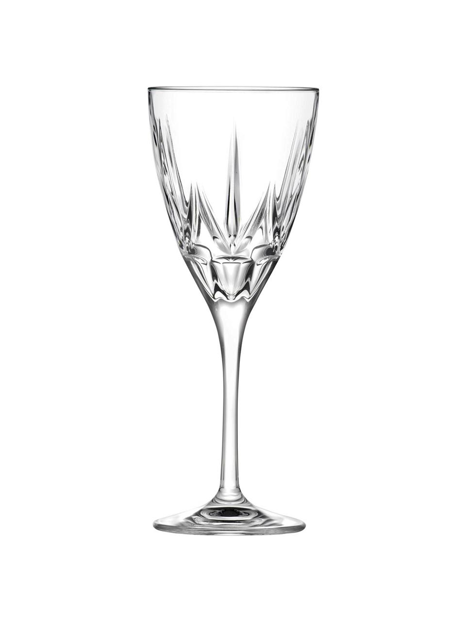 Copas de vino blanco de cristal con relieve Chic, 6 uds., Cristal Luxion, Transparente, Ø 8 x Al 21 cm