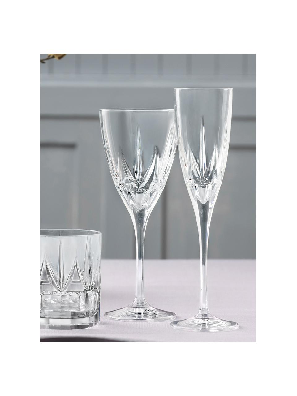 Copas de vino blanco de cristal con relieve Chic, 6 uds., Cristal Luxion, Transparente, Ø 8 x Al 21 cm