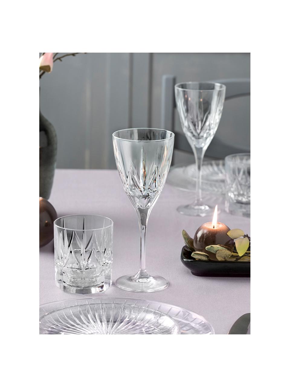 Copas de vino blanco de cristal con relieve Chic, 6 uds., Cristal Luxion, Transparente, Ø 8 x Al 21 cm