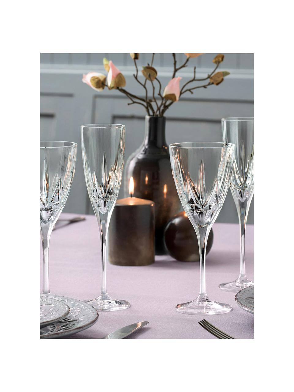 Copas de vino blanco de cristal con relieve Chic, 6 uds., Cristal Luxion, Transparente, Ø 8 x Al 21 cm