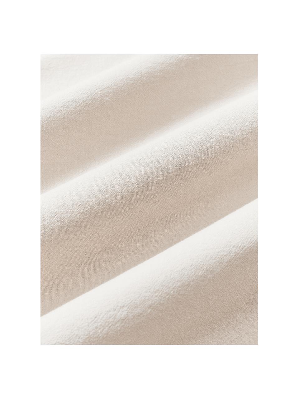 Housse de couette en percale de coton à franges Abra, Beige clair, larg. 135 x long. 200 cm