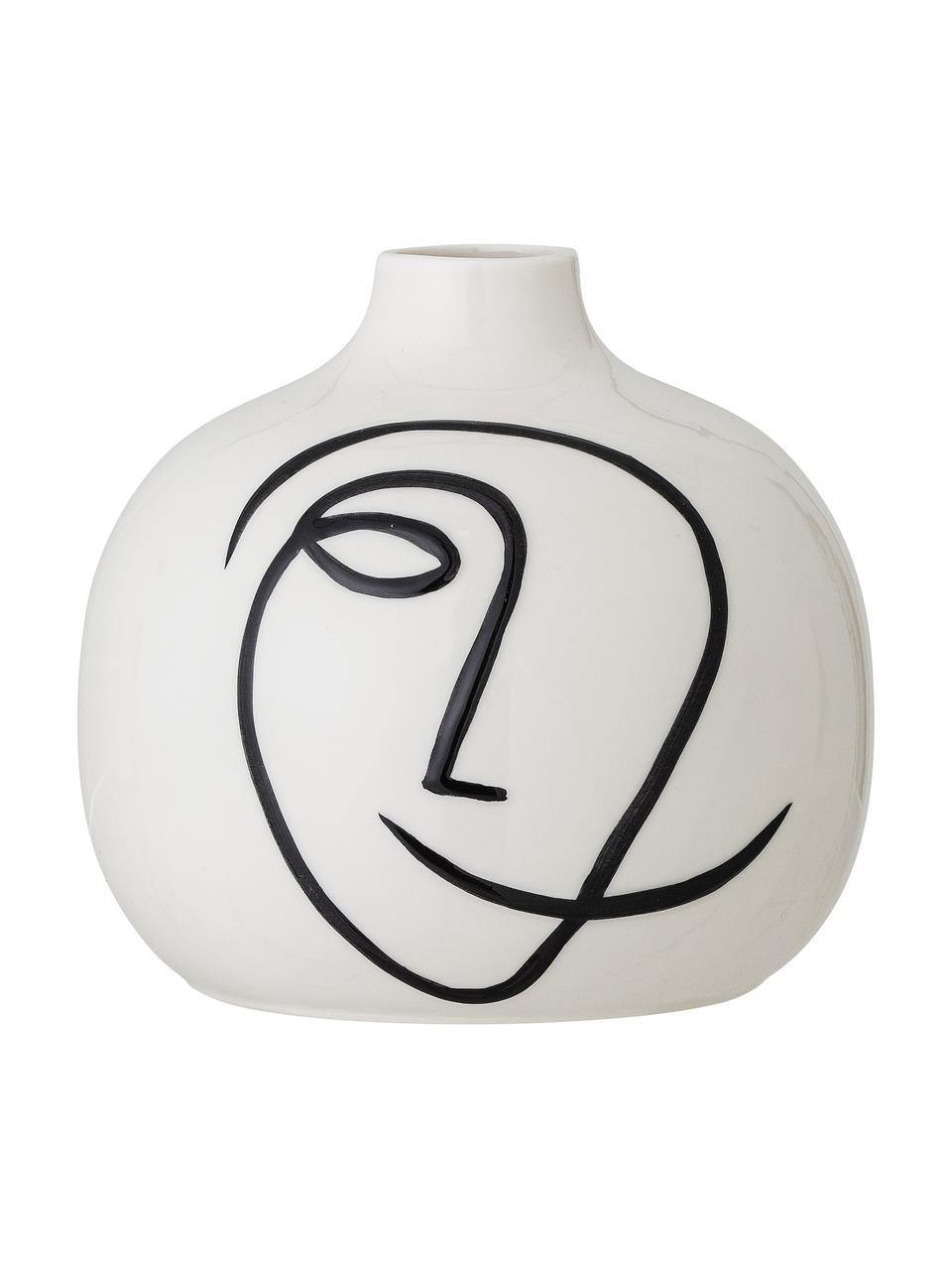 Vase grès Norma, Grès cérame, Blanc, Ø 15 x haut. 14 cm