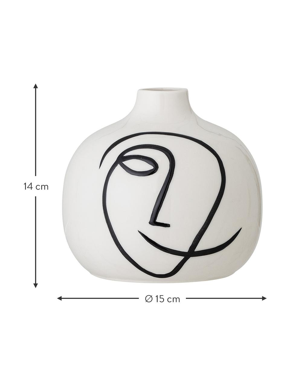 Vase grès Norma, Grès cérame, Blanc, Ø 15 x haut. 14 cm