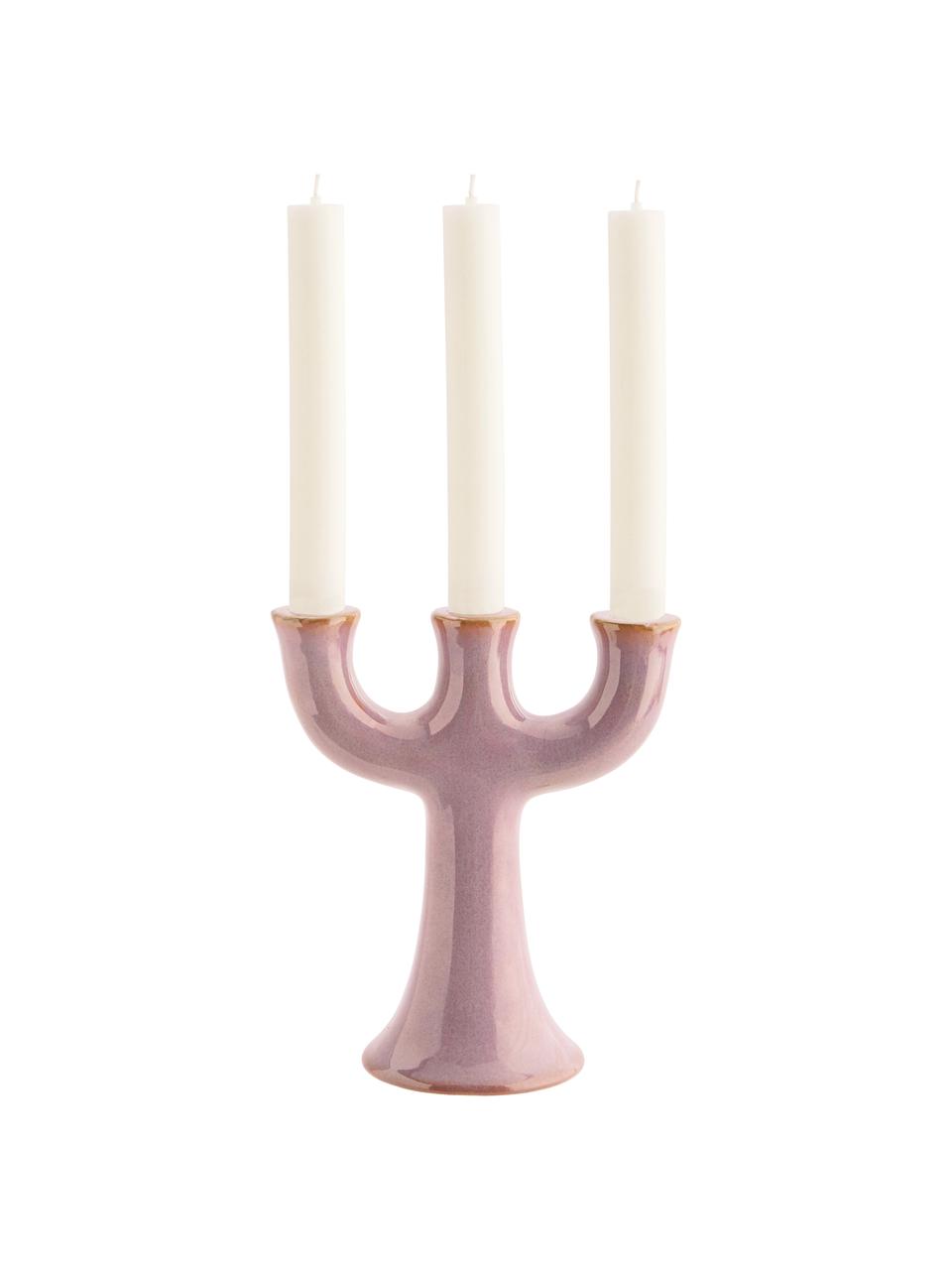 Candelabro Trident, Gres, Rosa maculato, Larg. 19 x Alt. 21 cm