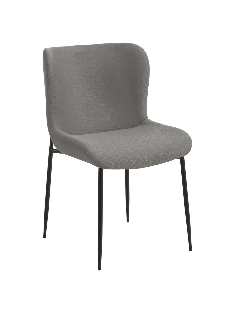 Sedia imbottita in tessuto Tess, Rivestimento: poliestere Con 25.000 cic, Gambe: metallo verniciato a polv, Tessuto grigio, nero, Larg. 49 x Alt. 84 cm