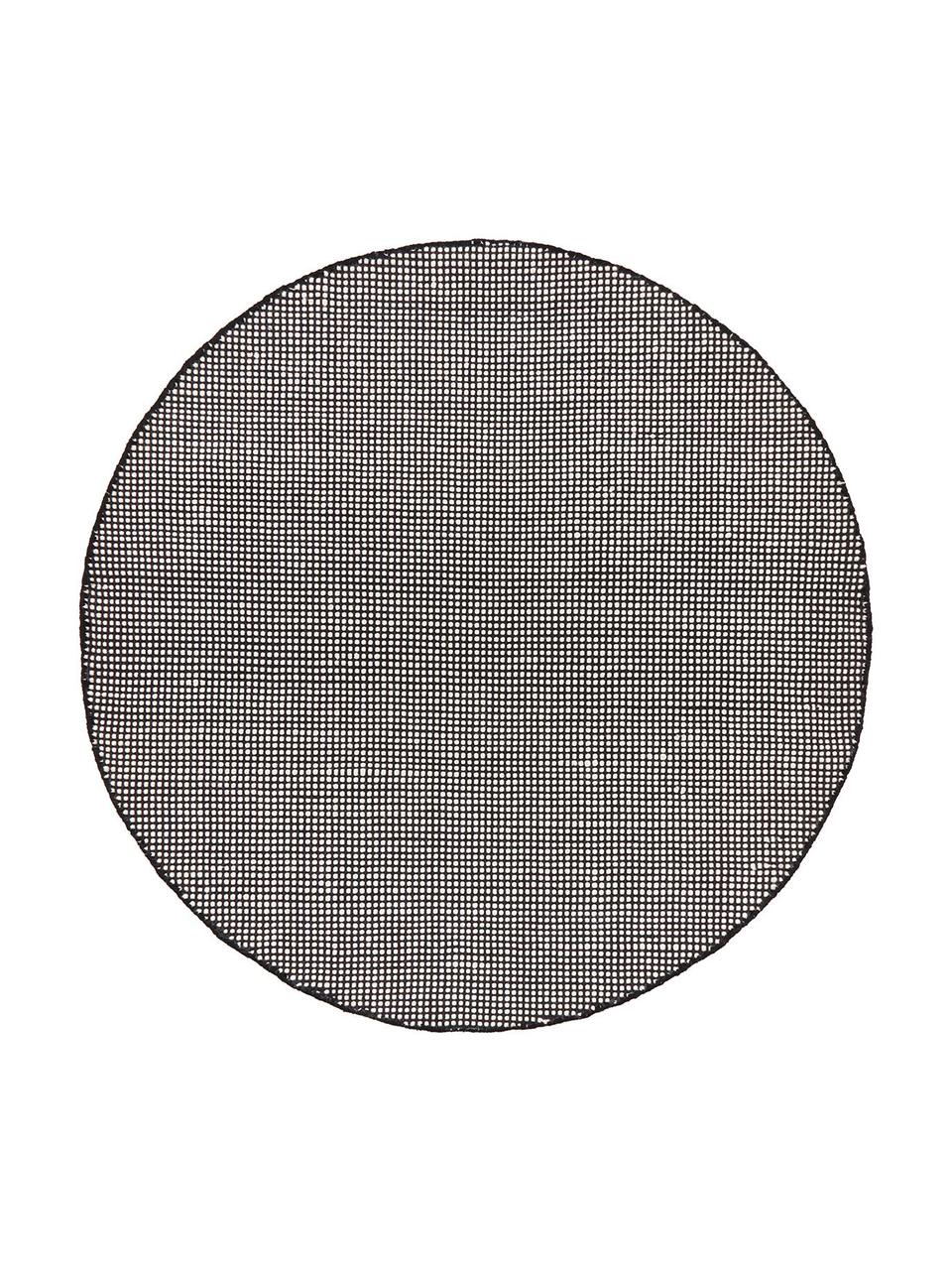 Tappeto rotondo in lana tessuto a mano Amaro, Retro: 100% cotone Nel caso dei , Nero, bianco crema, Ø 140 cm (taglia M)