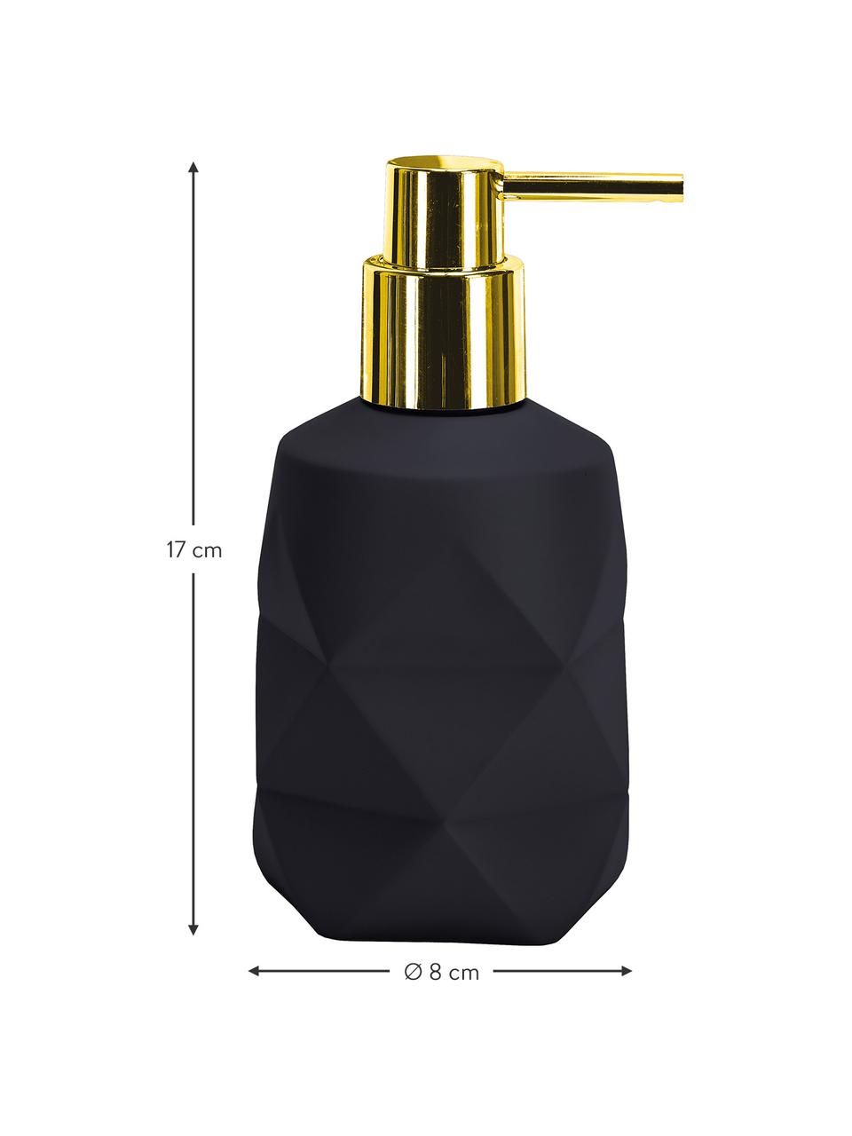 Dispenser sapone Crackle, Testa della pompa: metallo, Nero, Ø 8 x Alt. 17 cm
