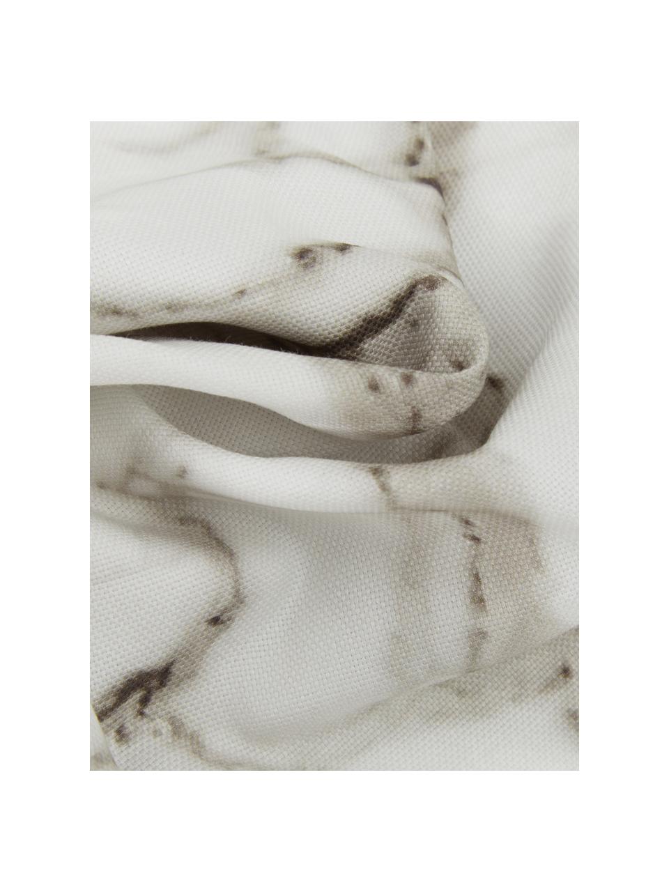 Poszewka na poduszkę Malin, Wzór marmurowy, biały, S 45 x D 45 cm
