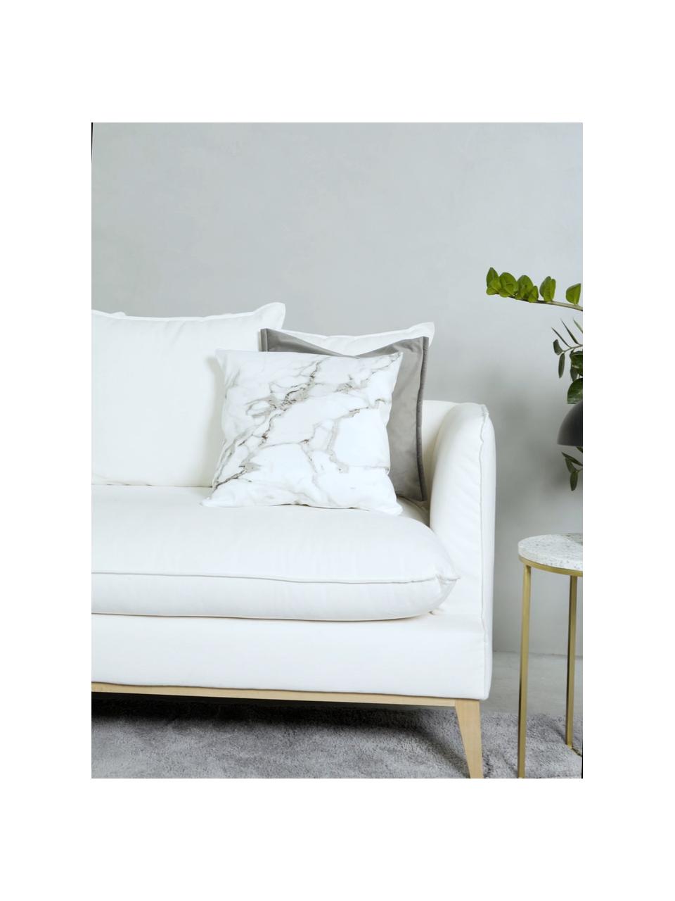 Poszewka na poduszkę Malin, Wzór marmurowy, biały, S 45 x D 45 cm