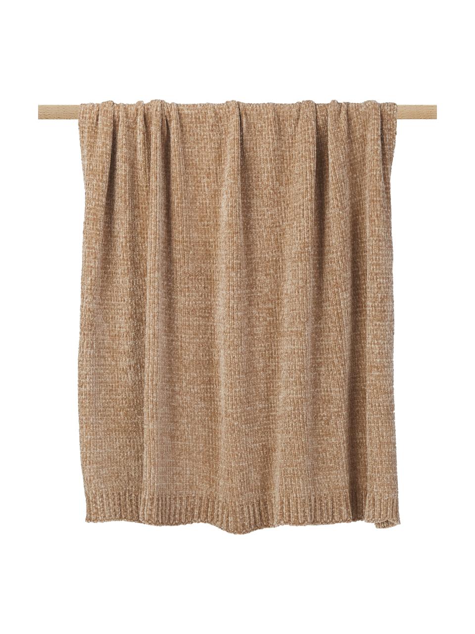 Manta de punto Beckett, 100% poliéster, Beige, An 130 x L 170 cm