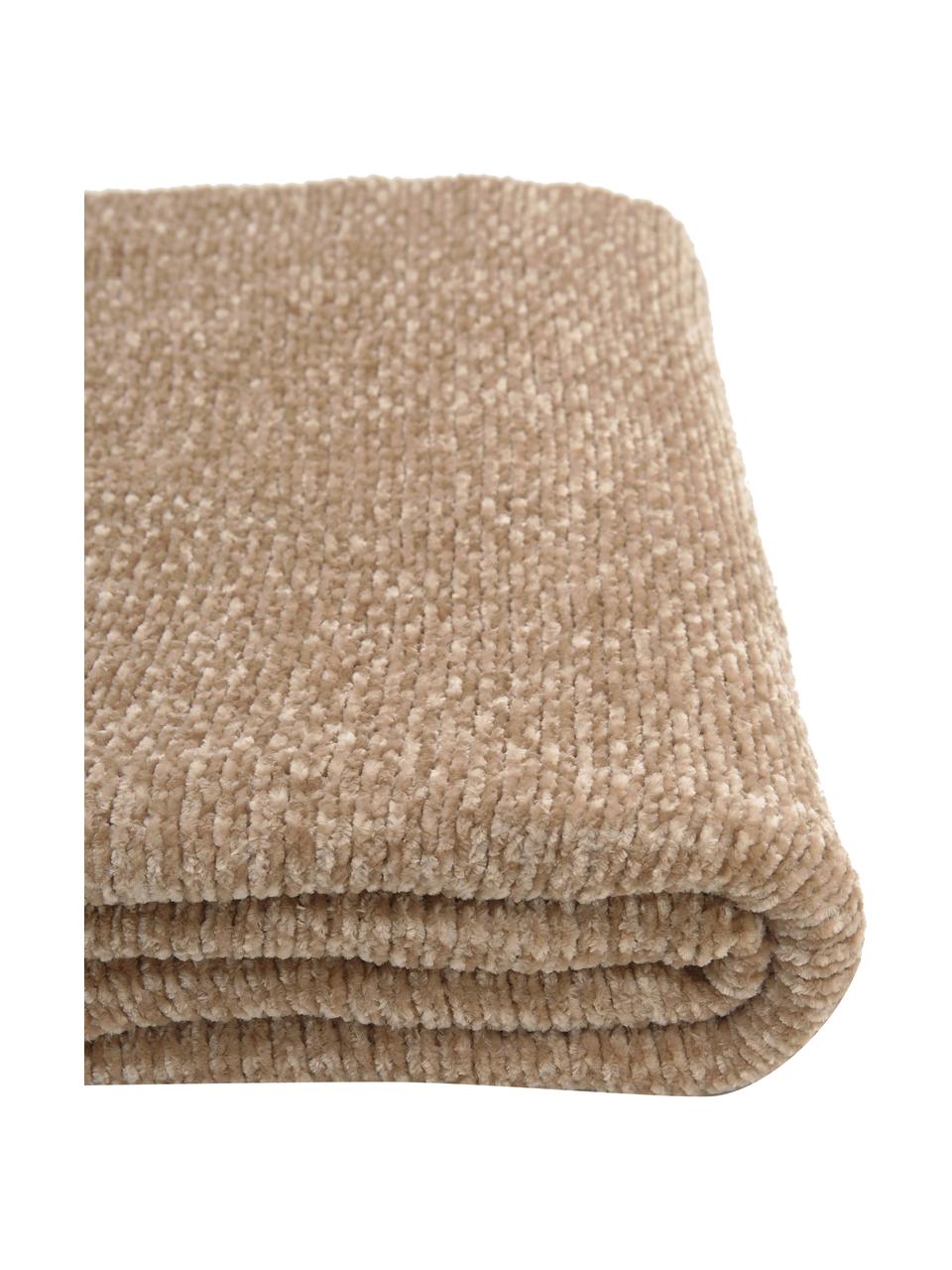 Weiche Chenille-Decke Beckett in Beige, 100% Polyester, Beige, B 130 x L 170 cm