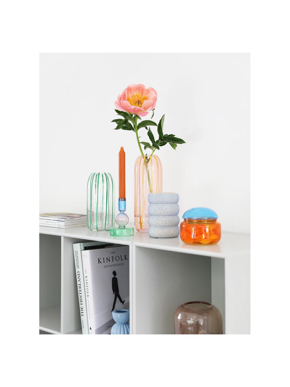 Vaso in vetro dipinto a mano Sweep, Vetro, Trasparente, verde scuro, Ø 10 x Alt. 21 cm