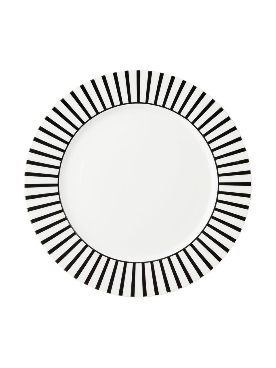 Platos llanos Ceres Loft, 4 uds., Porcelana, Blanco, negro, Ø 26 x Al 2 cm