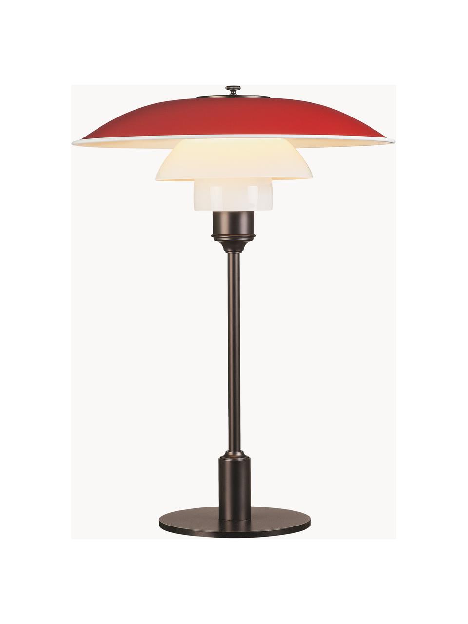 Velká stolní lampa PH 3½-2½, ručně foukaná, Červená, měděná, Ø 33 cm, V 45 cm