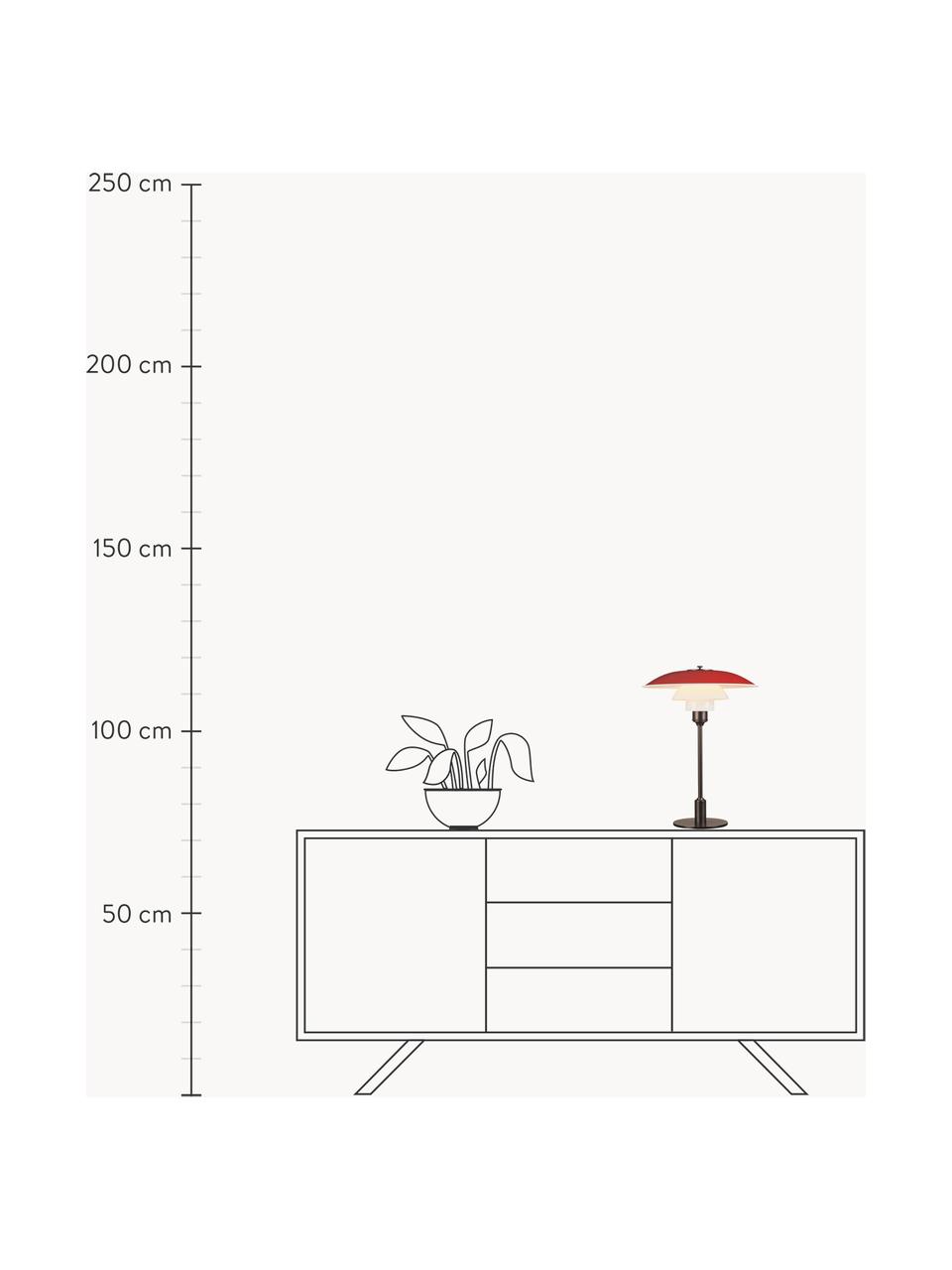 Grote tafellamp PH 3½-2½, mondgeblazen, Lampenkap: gecoat aluminium, opaalgl, Rood, koper, Ø 33 x H 45 cm