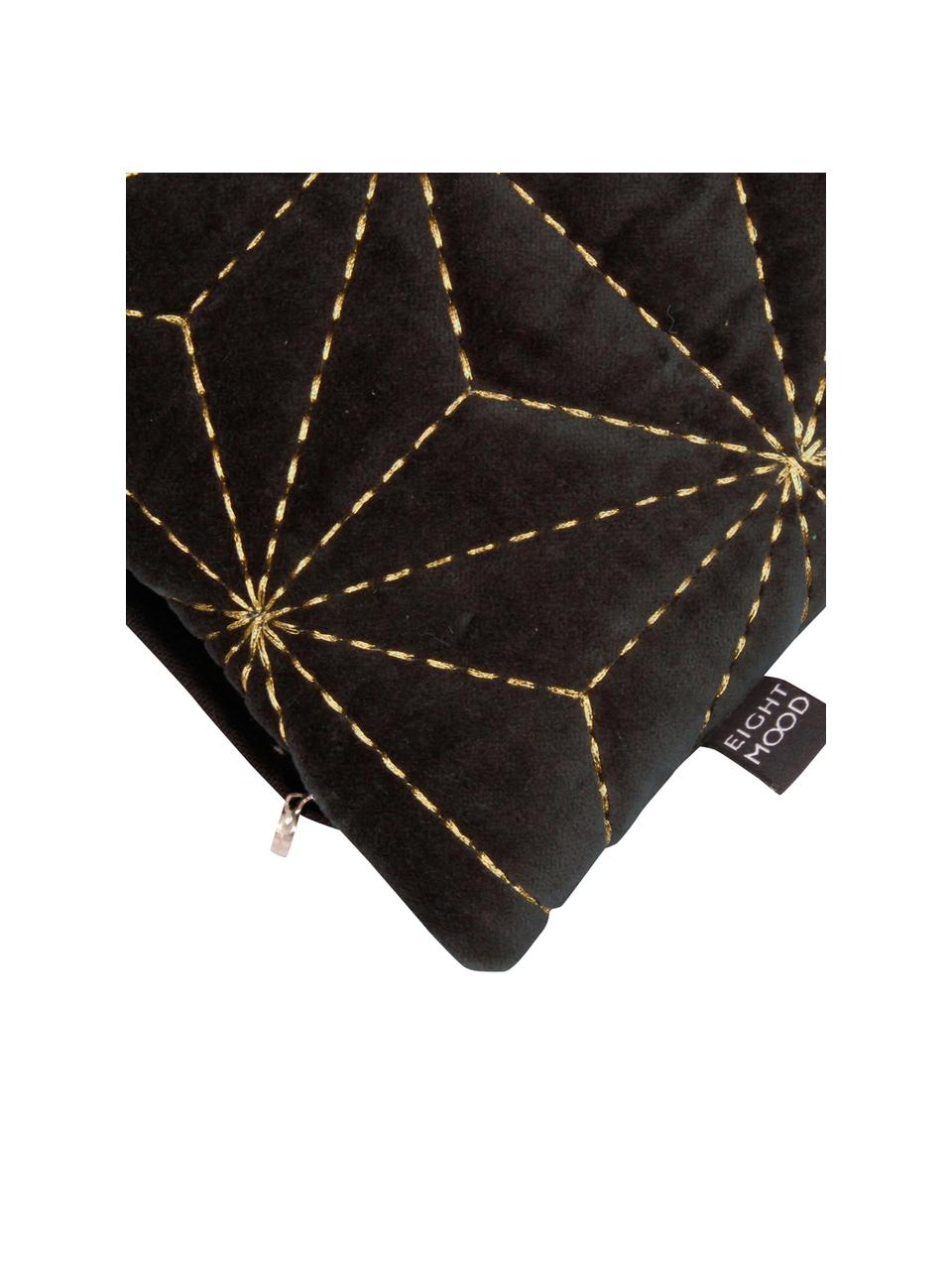 Kussenhoes Sari met gouden borduurwerk, 100% katoen, Zwart, goudkleurig, 45 x 45 cm