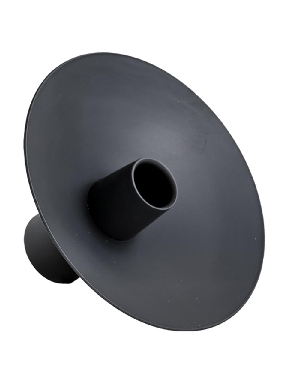 Bougeoir avec surface mate Uma, Acier inoxydable, revêtement par poudre, Noir, Ø 14 x haut. 9 cm