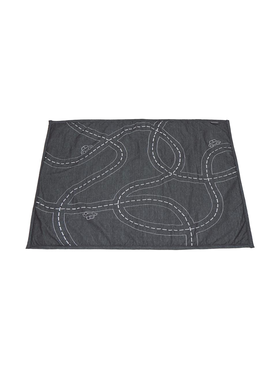 Alfombra de juegos reversible Traffic Jam, Funda: 100% algodón, Gris, azul petróleo, An 100 x L 140 cm