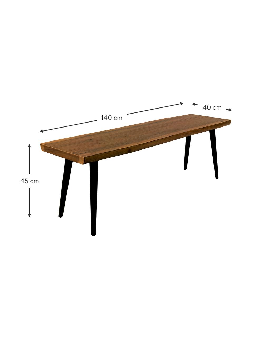 Ławka Alagon, Nogi: stal malowana proszkowo, Drewno orzecha włoskiego, S 140 x W 45 cm