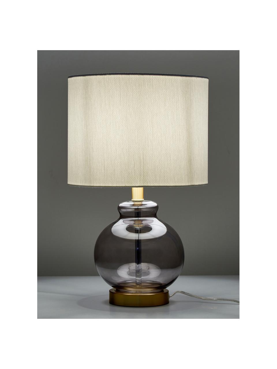 Lampada da tavolo con base in vetro Natty, Paralume: tessuto, Base della lampada: vetro, Bianco, grigio chiaro, Ø 31 x Alt. 48 cm
