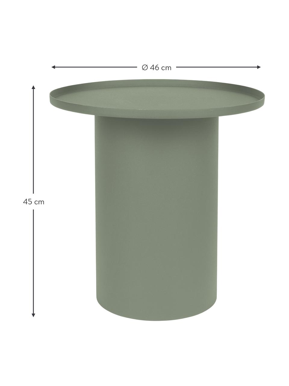 Table d'appoint ronde en métal Sverre, Métal, revêtement par poudre, Kaki, Ø 46 x haut. 45 cm