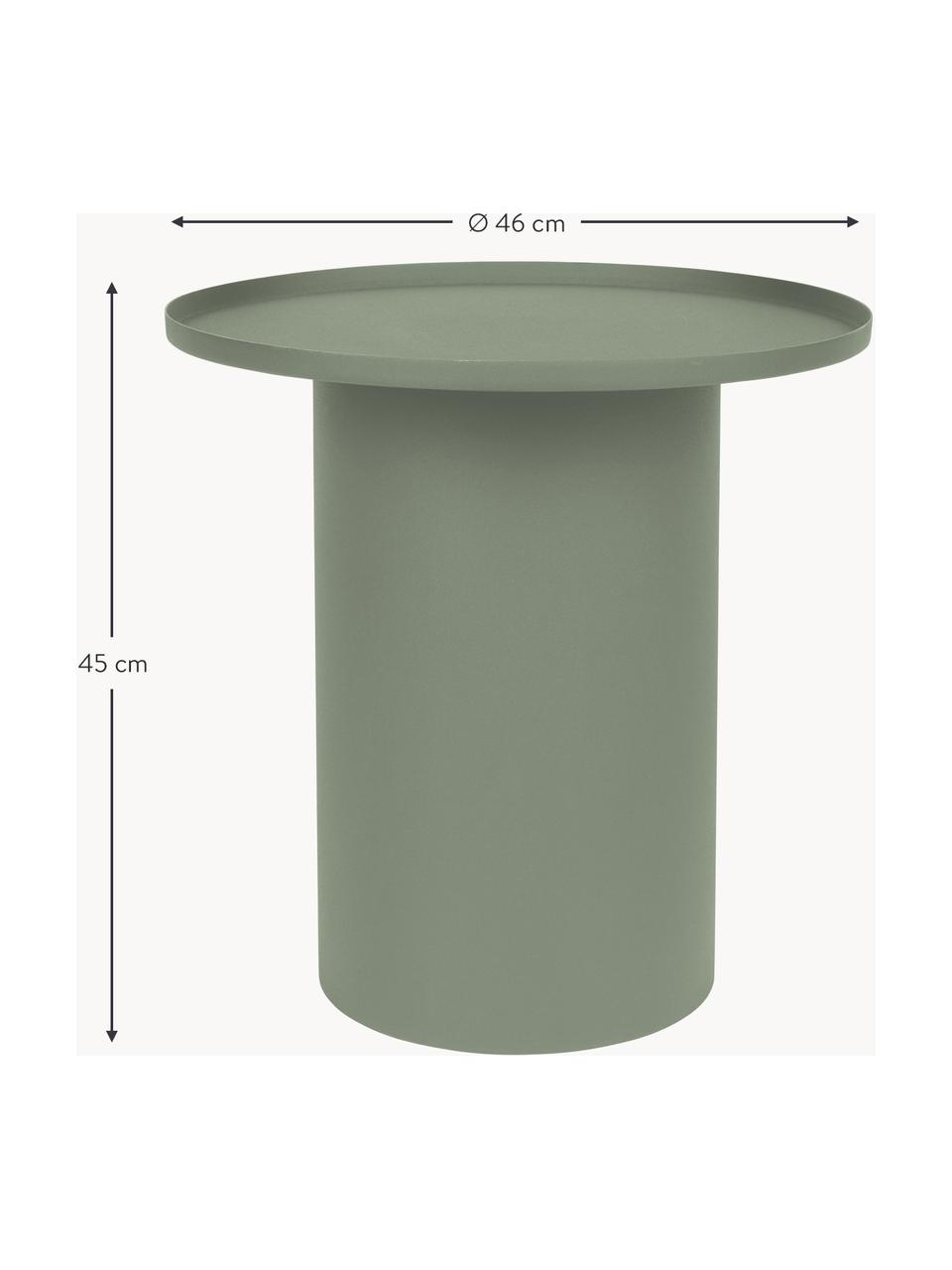 Ronde metalen bijzettafel Sverre, Gepoedercoat metaal, Saliegroen, Ø 46 x H 45 cm