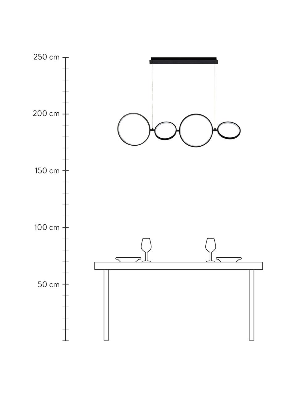 Grote dimbare LED hanglamp Cirque, Lampenkap: gecoat aluminium, Baldakijn: gecoat metaal, Diffuser: kunststof, Zwart, 109 x 30 cm