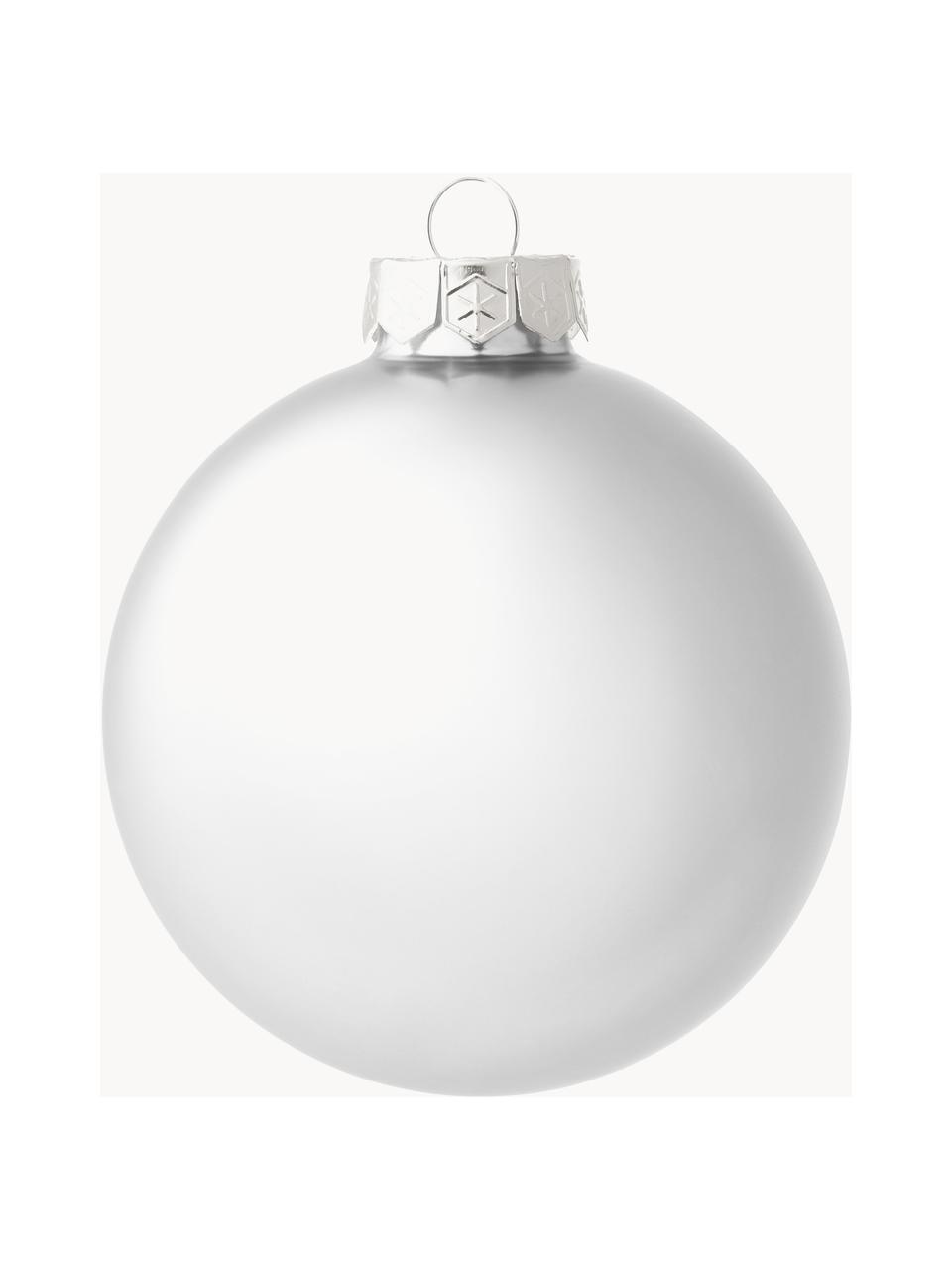 Kerstballen Evergreen mat/glanzend, verschillende formaten, Zilverkleurig, Ø 10 cm, 4 stuk