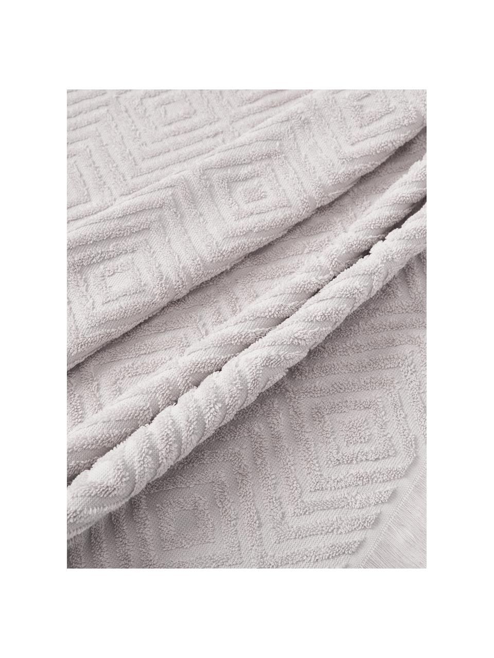 Set di asciugamani con motivo in rilievo Jacqui, varie misure, Grigio chiaro, Set di 4 (asciugamano e telo da bagno)
