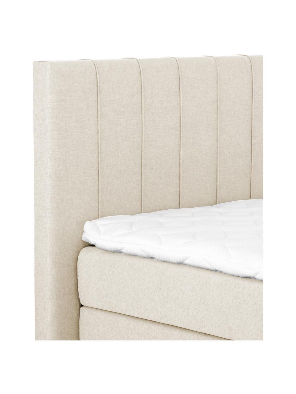 Premium boxspring bed Lacey in beige, Matras: 7-zones-pocketverenkern m, Poten: massief gelakt beukenhout, Geweven stof beige, 160 x 200 cm